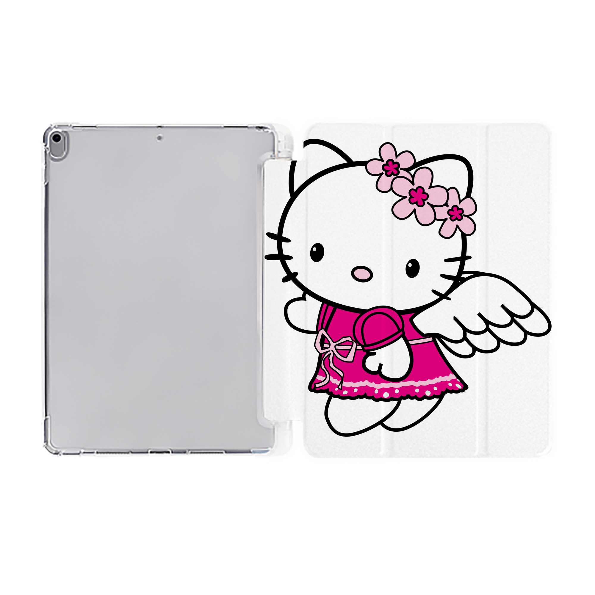 （画像用） Hello Kitty ハローキティ IPad ケース ペン収納付き 三つ折りスタンド PUレザー×シリコン 対応機種9.5/10.5/10.9インチ
